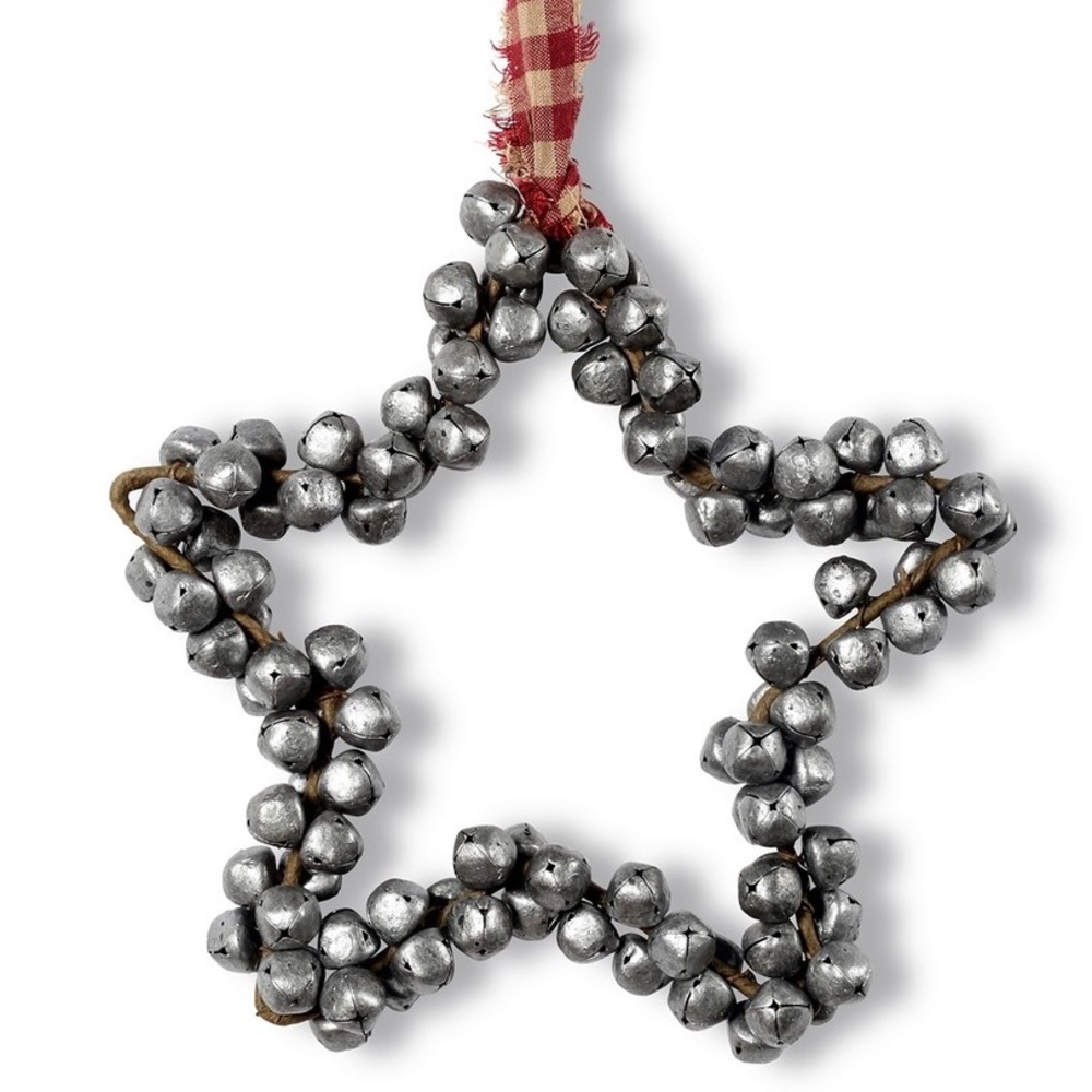 🆕 K & K Interiors Metal Silver Bell Star Ornament